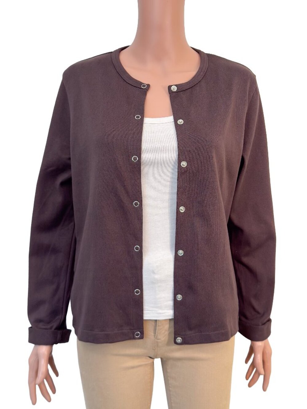 NWT Muji Cotton Coarse Yarn Jersey Brown Cardigan Women’s Medium
